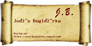 Joós Boglárka névjegykártya
